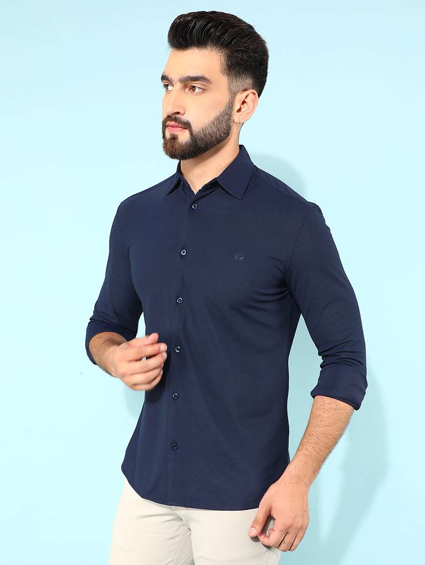 men collared solid casual shirt