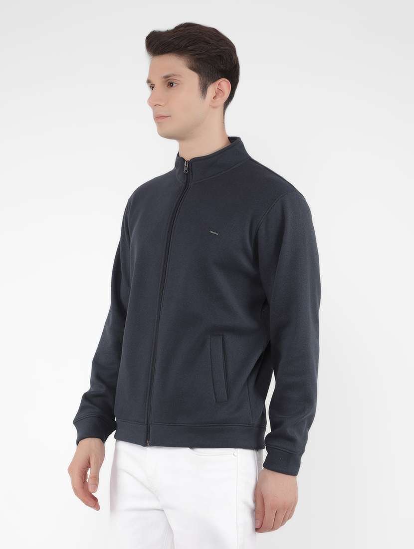 men navy blue plain sweatshirt