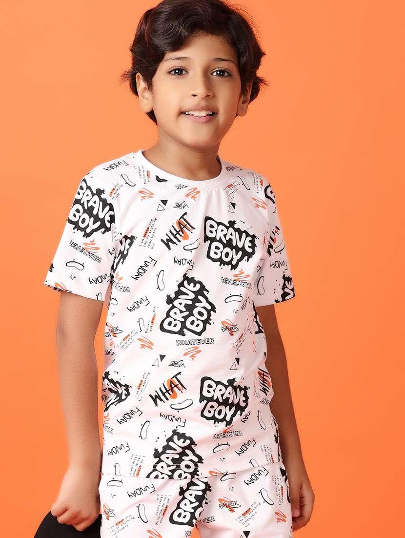 boys round neck printed shorts set - 21512480 -  Standard Image - 3