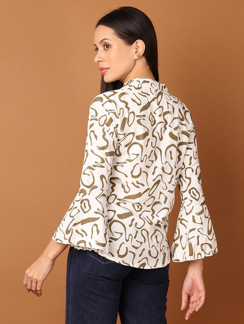 women printed mandarin neck straight top - 21512708 - Standard Image - 3