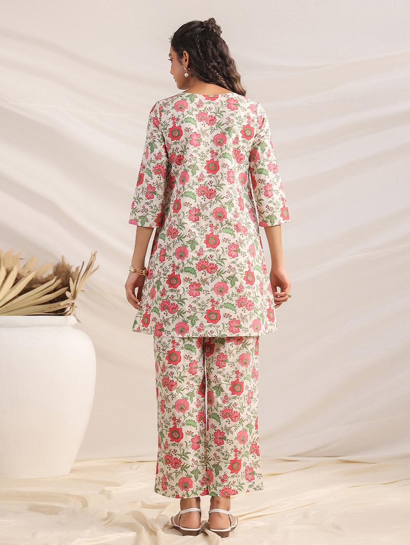 women off white floral round neck co-ord sets - 21512860 - Standard Image - 3