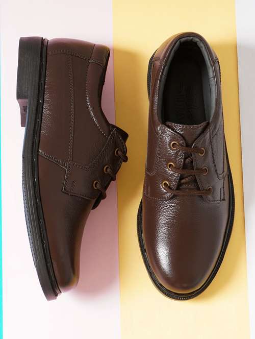 men brown lace-up derby shoes - 21513252 - Standard Image - 0