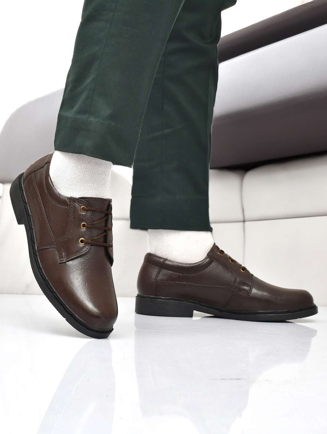 men brown lace-up derby shoes - 21513252 - Standard Image - 5