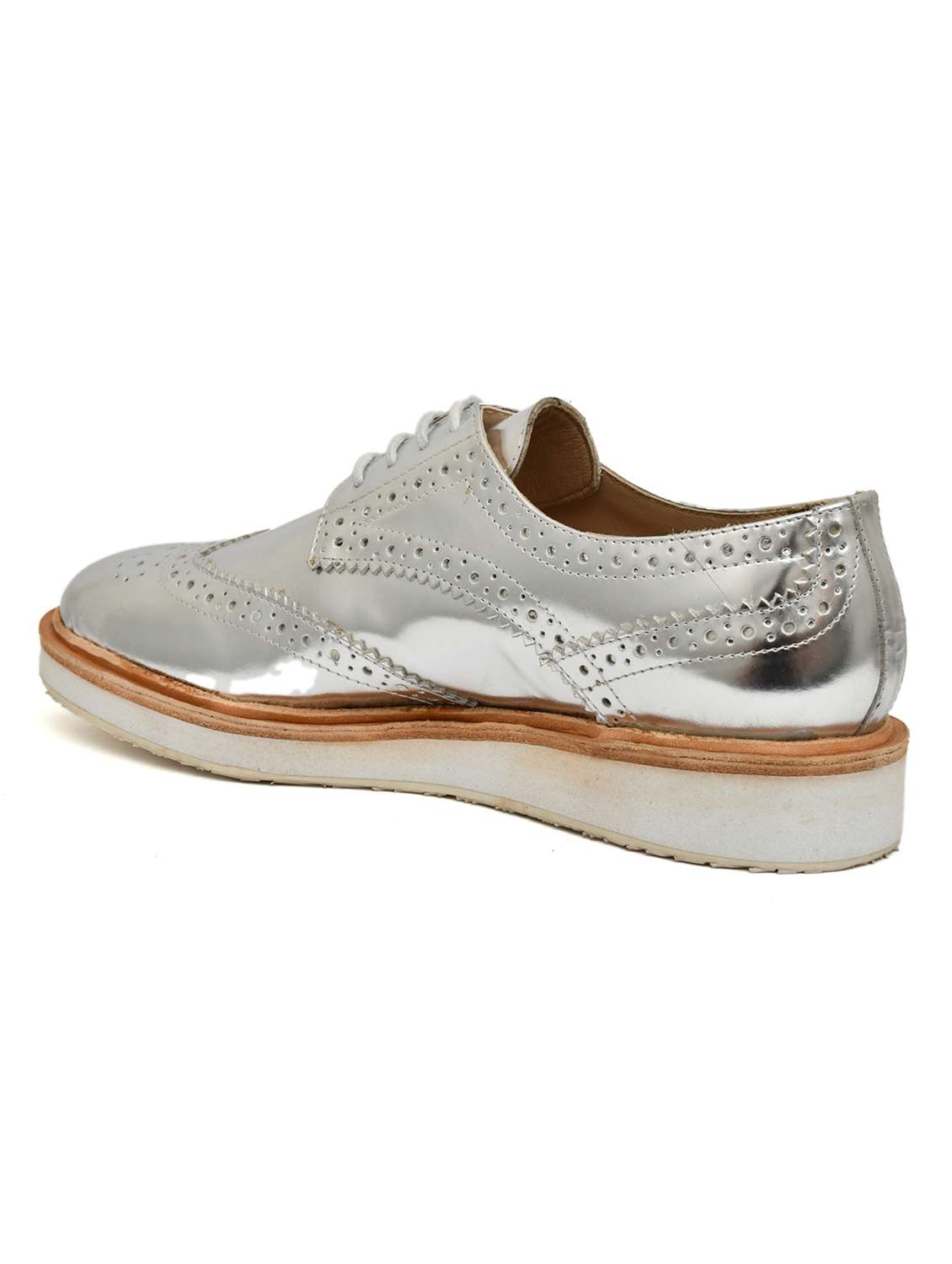 women silver oxfords casual shoes - 21513281 - Standard Image - 3