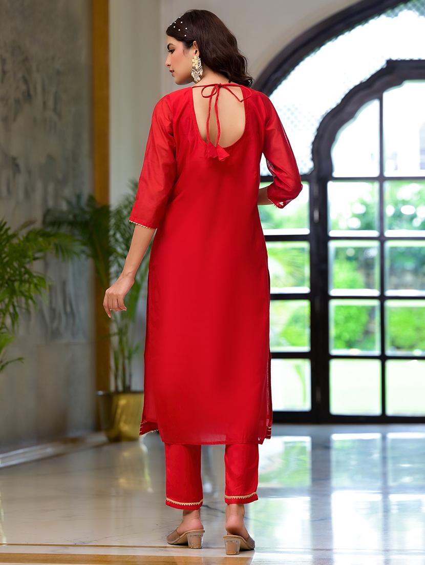 women three quarter sleeve kurta pant with dupatta set - 21513283 - Standard Image - 3