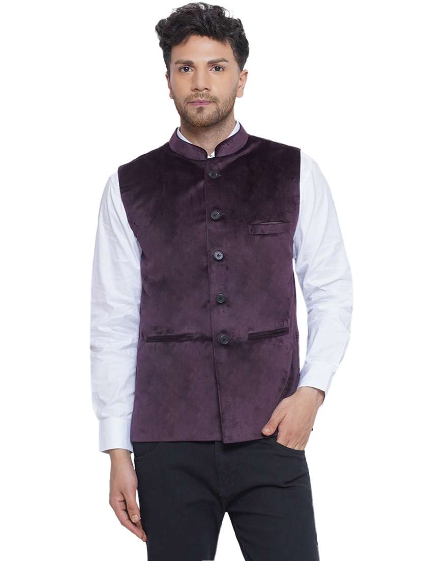men solids sleeveless nehru jacket