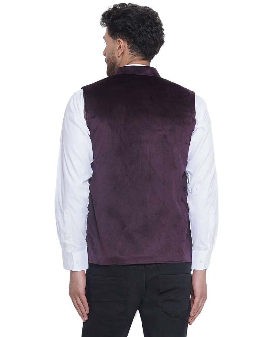 men solids sleeveless nehru jacket - 21513331 -  Standard Image - 3
