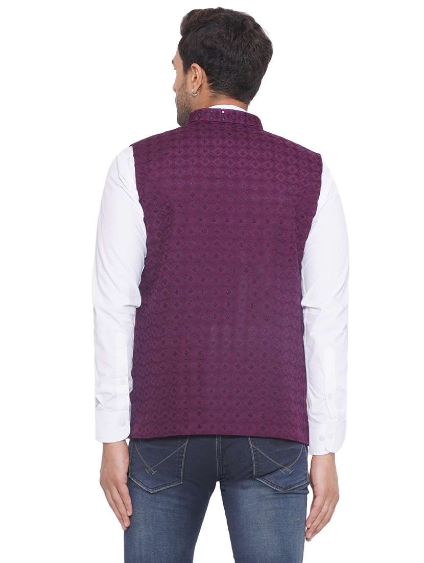 men embroidered sleeveless nehru jacket - 21513337 -  Standard Image - 3