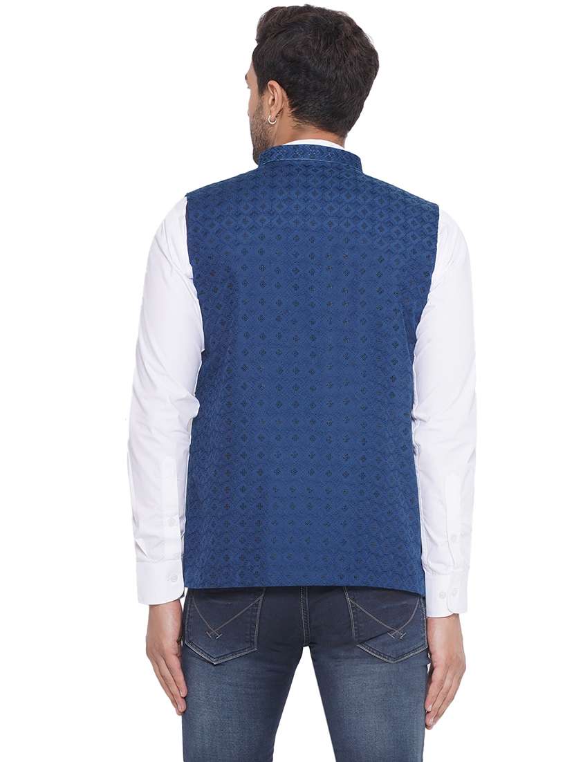 men embroidered sleeveless nehru jacket - 21513339 -  Standard Image - 3