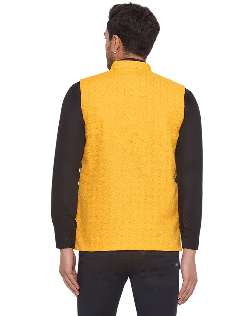 men embroidered sleeveless nehru jacket - 21513342 -  Standard Image - 3
