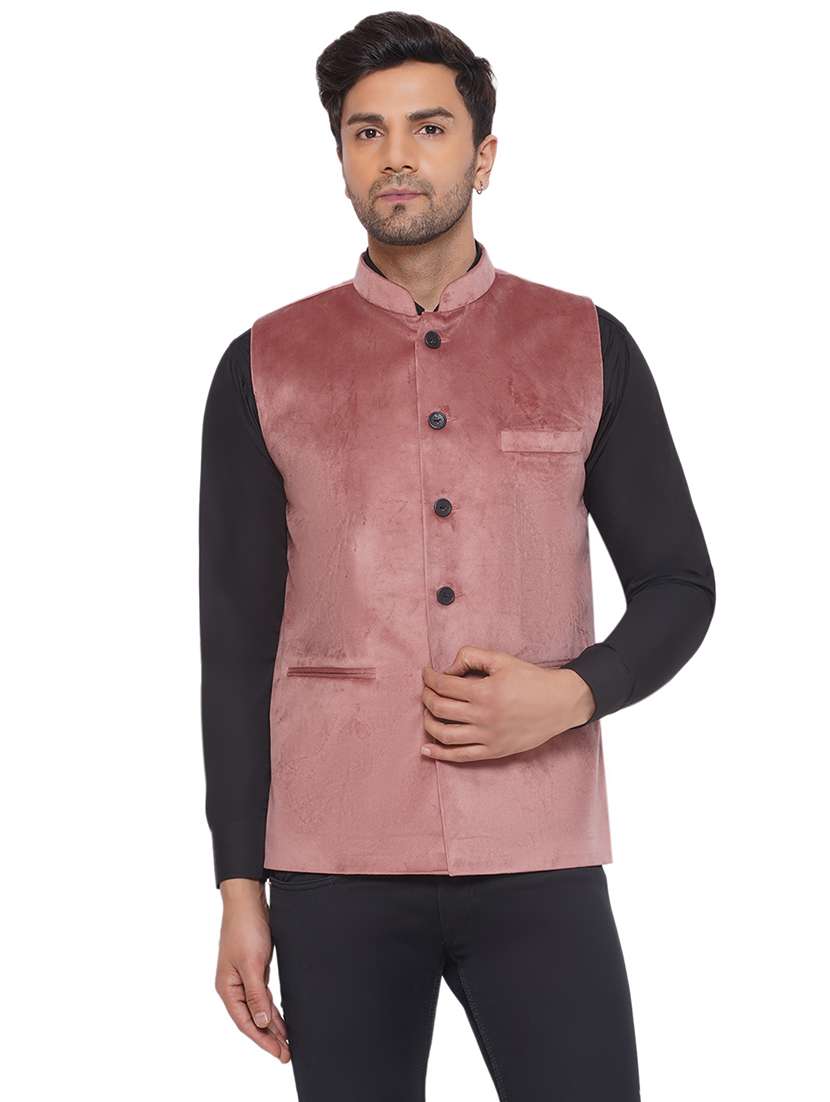 men solids sleeveless nehru jacket