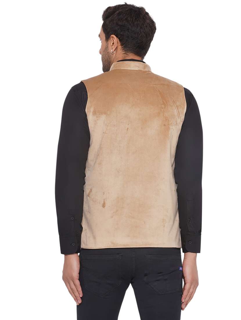men solids sleeveless nehru jacket - 21513347 - Standard Image - 3