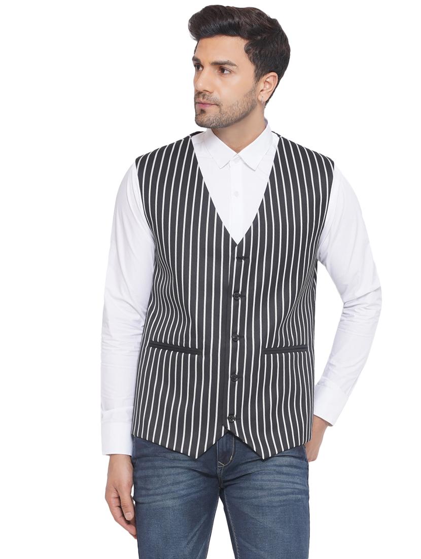 men stripes sleeveless waist coat