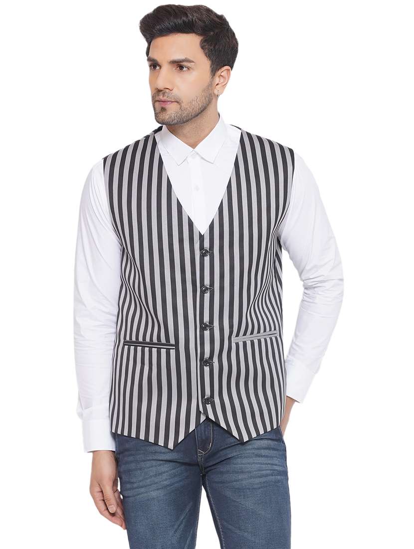men stripes sleeveless waist coat - 21513358 -  Zoom Image - 0