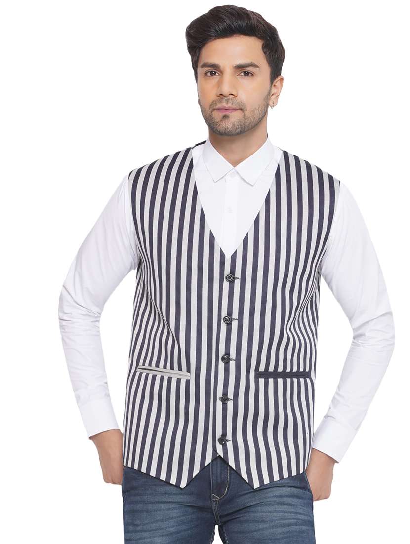 men stripes sleeveless waist coat