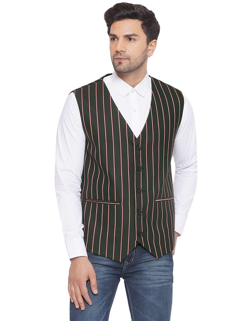men stripes sleeveless waist coat