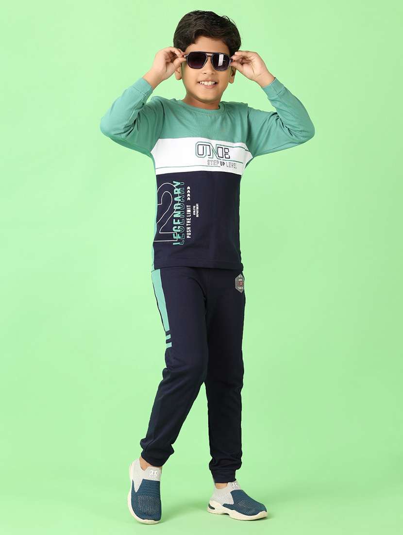 boys color block t-shirt & joggers full length sets - 21513405 -  Standard Image - 3