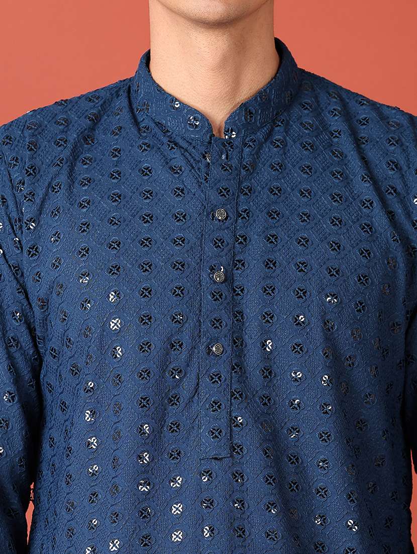 men sequin work kurta churidar ethnic wear set - 21513412 -  Standard Image - 5