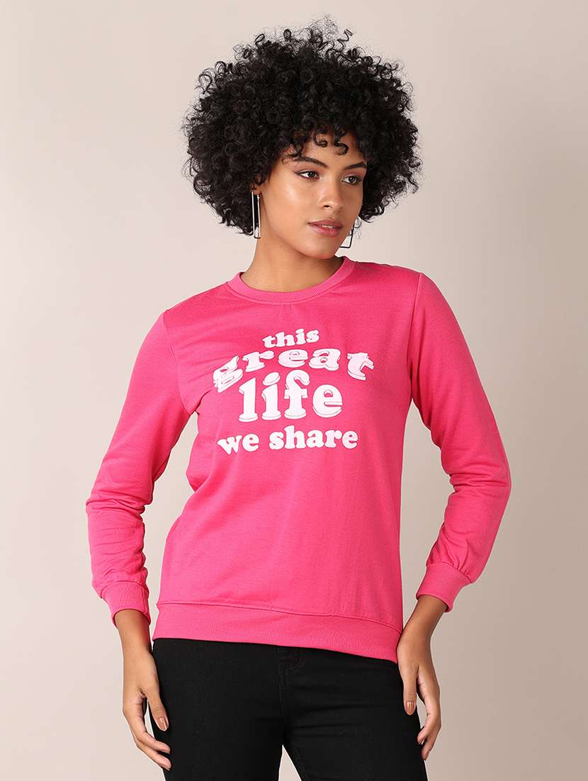 women front print long sleeve sweatshirt