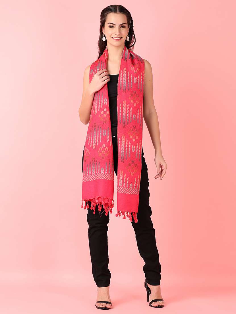 women pink printed stole