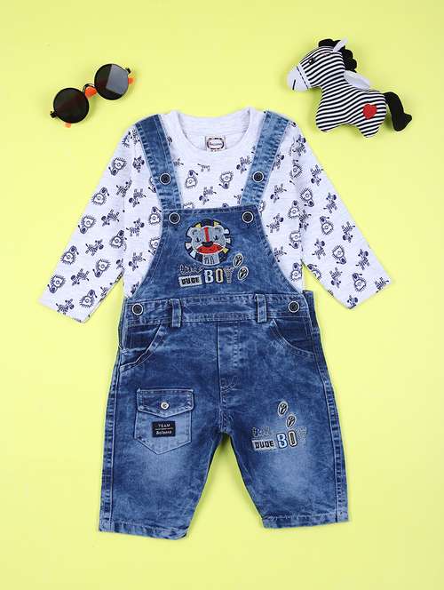 boys blue solid with work dungrees - 21513471 -  Standard Image - 0