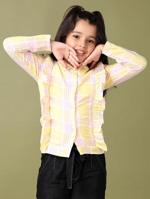 girls checks printed long sleeve top - 21513492 - Standard Image - 0
