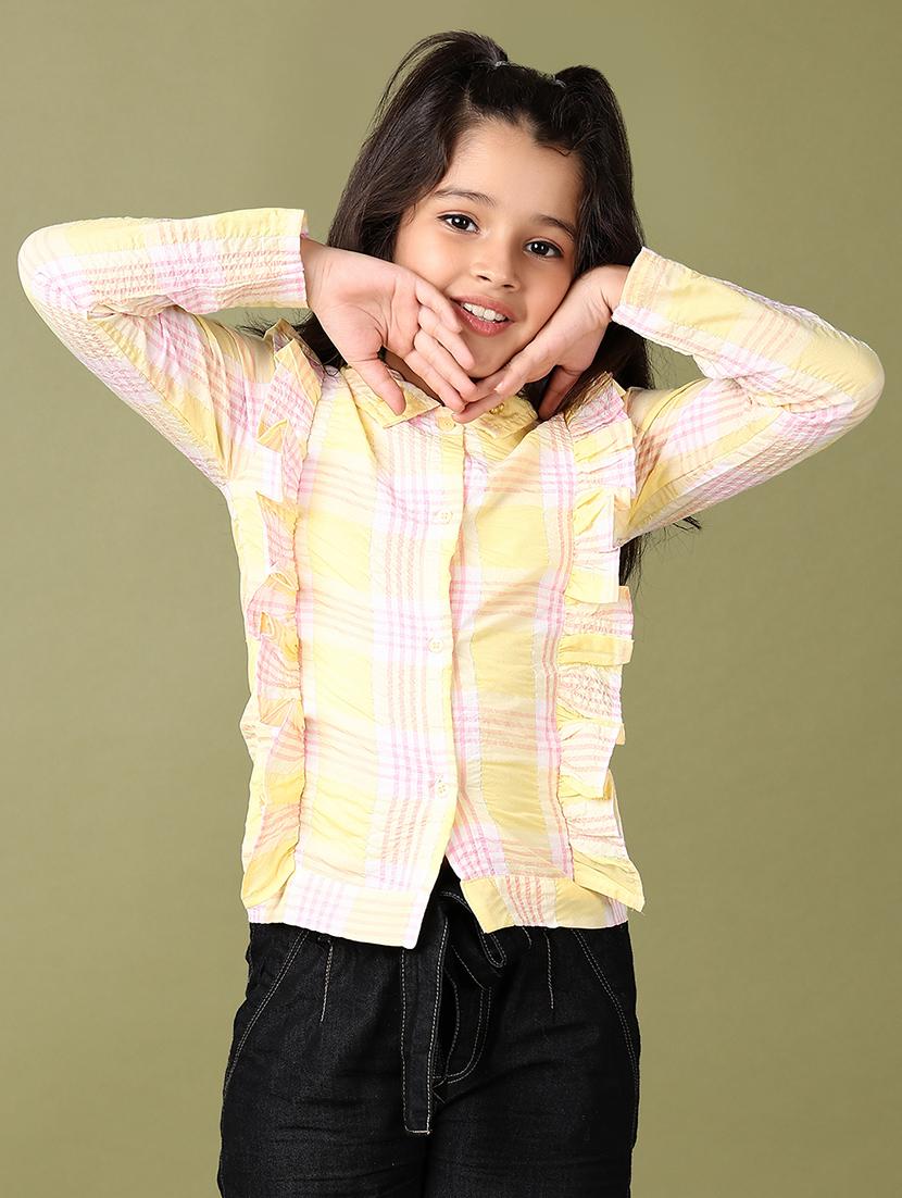 girls checks printed long sleeve top - 21513492 - Zoom Image - 0