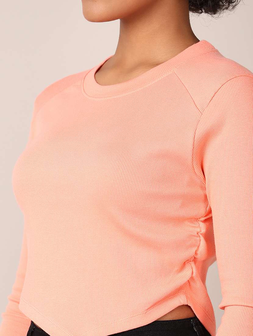 women solid long sleeves crop top - 21513532 -  Standard Image - 5