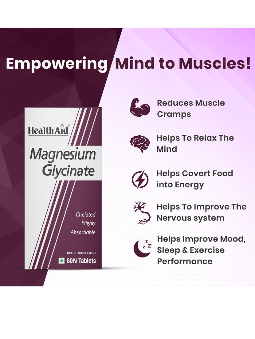 healthaid magnesium glycinate unflavoured 60 tablet(s) - 21513754 - Standard Image - 3