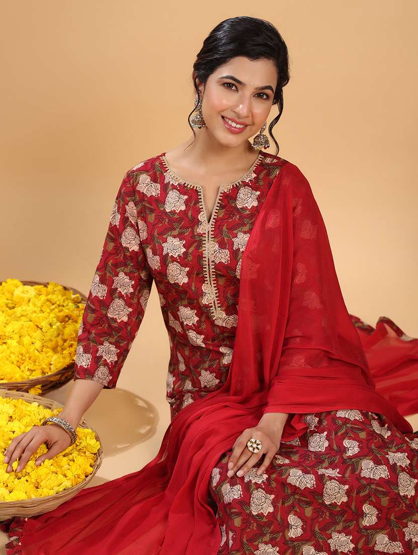 women three quarter sleeve kurta pant with dupatta set - 21513859 - Standard Image - 5