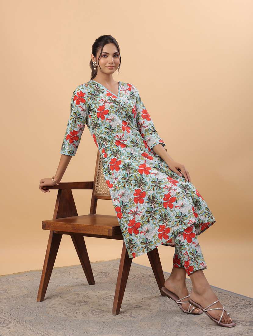 women light blue kurta pant set - 21513868 -  Standard Image - 5