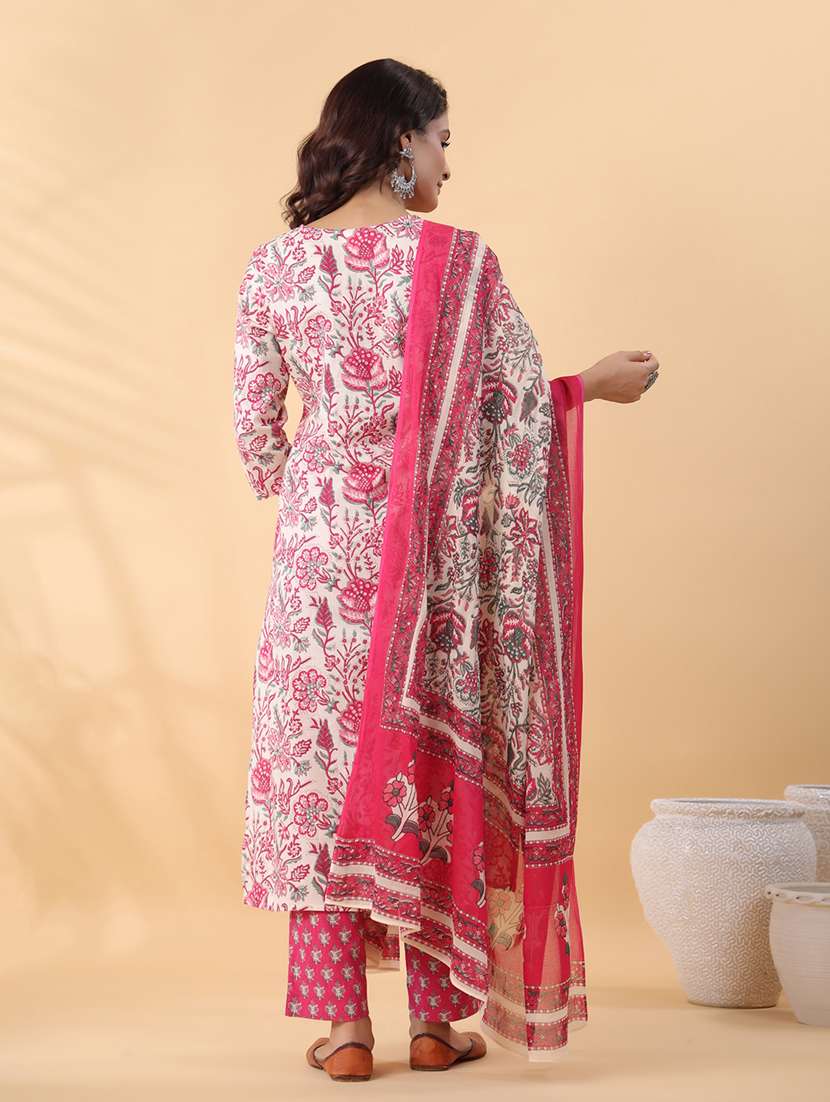 women three quarter sleeve kurta pant with dupatta set - 21513876 -  Standard Image - 5