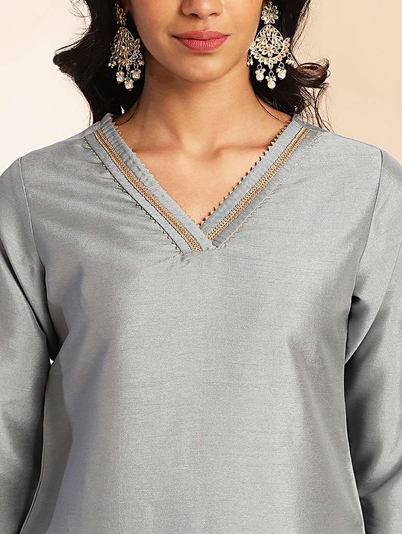 women three quarter sleeve kurta pant set - 21513884 -  Standard Image - 5