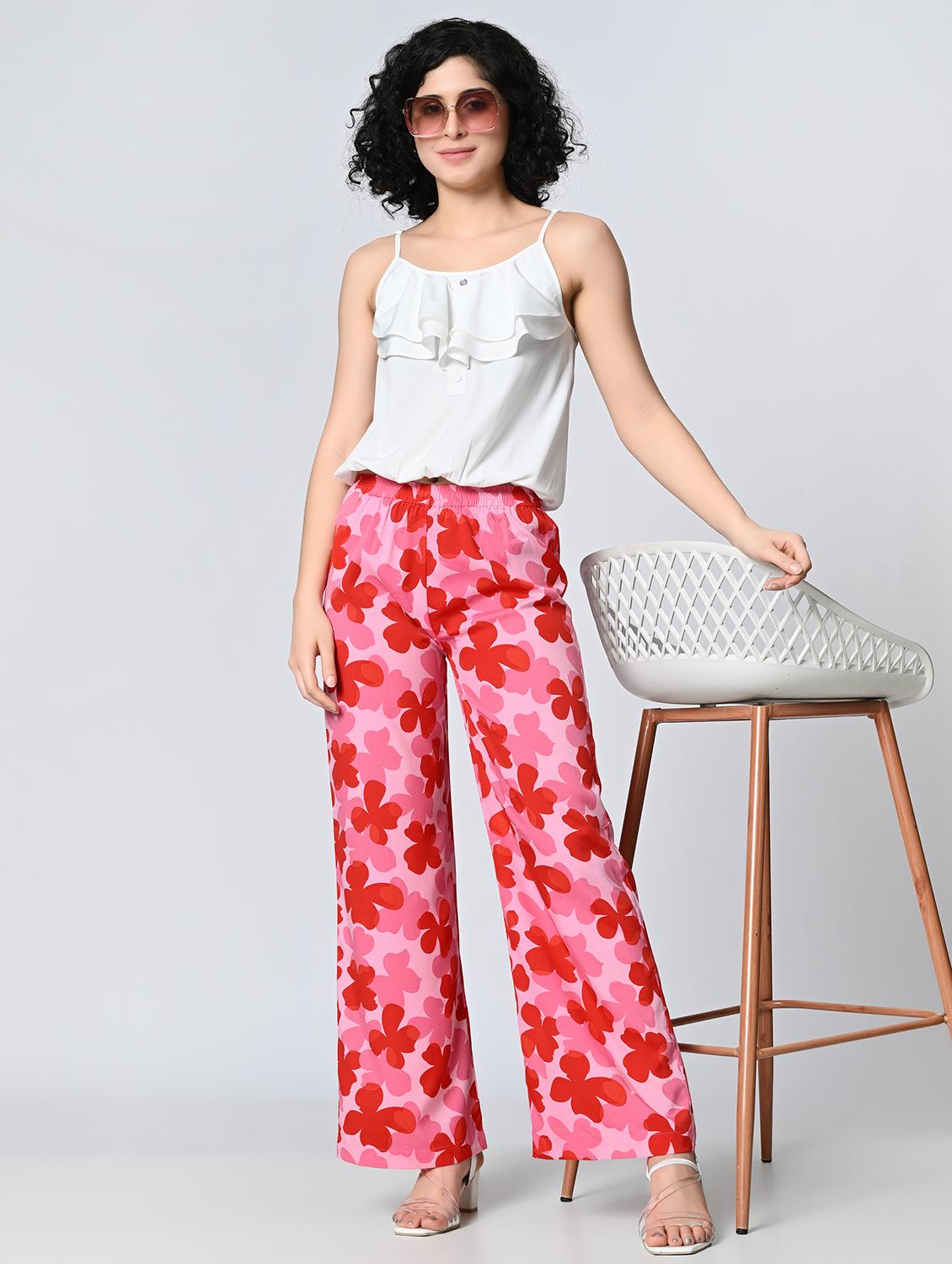 women pink crepe palazzo - 21513904 - Standard Image - 3