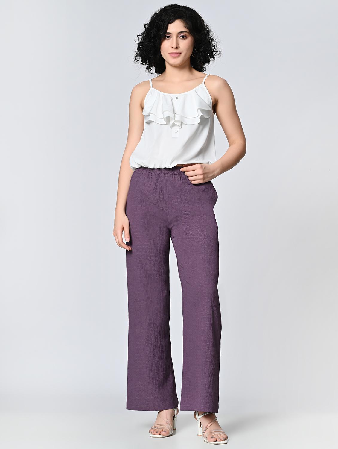 women purple polyester palazzo - 21513914 - Standard Image - 3