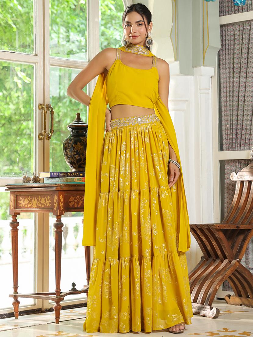 women yellow flared lehenga - 21514021 - Zoom Image - 0