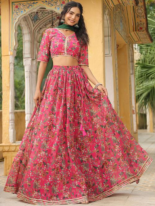 women pink flared lehenga - 21514022 - Standard Image - 0