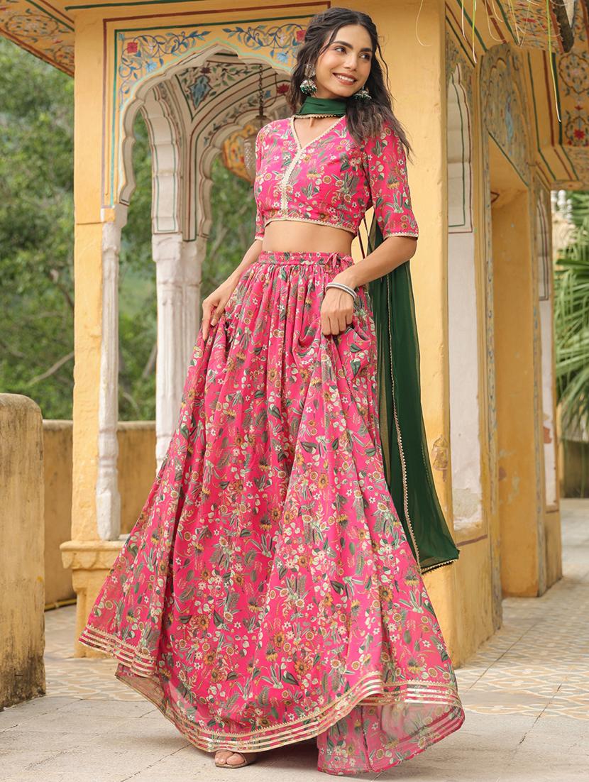 women pink flared lehenga - 21514022 - Standard Image - 3