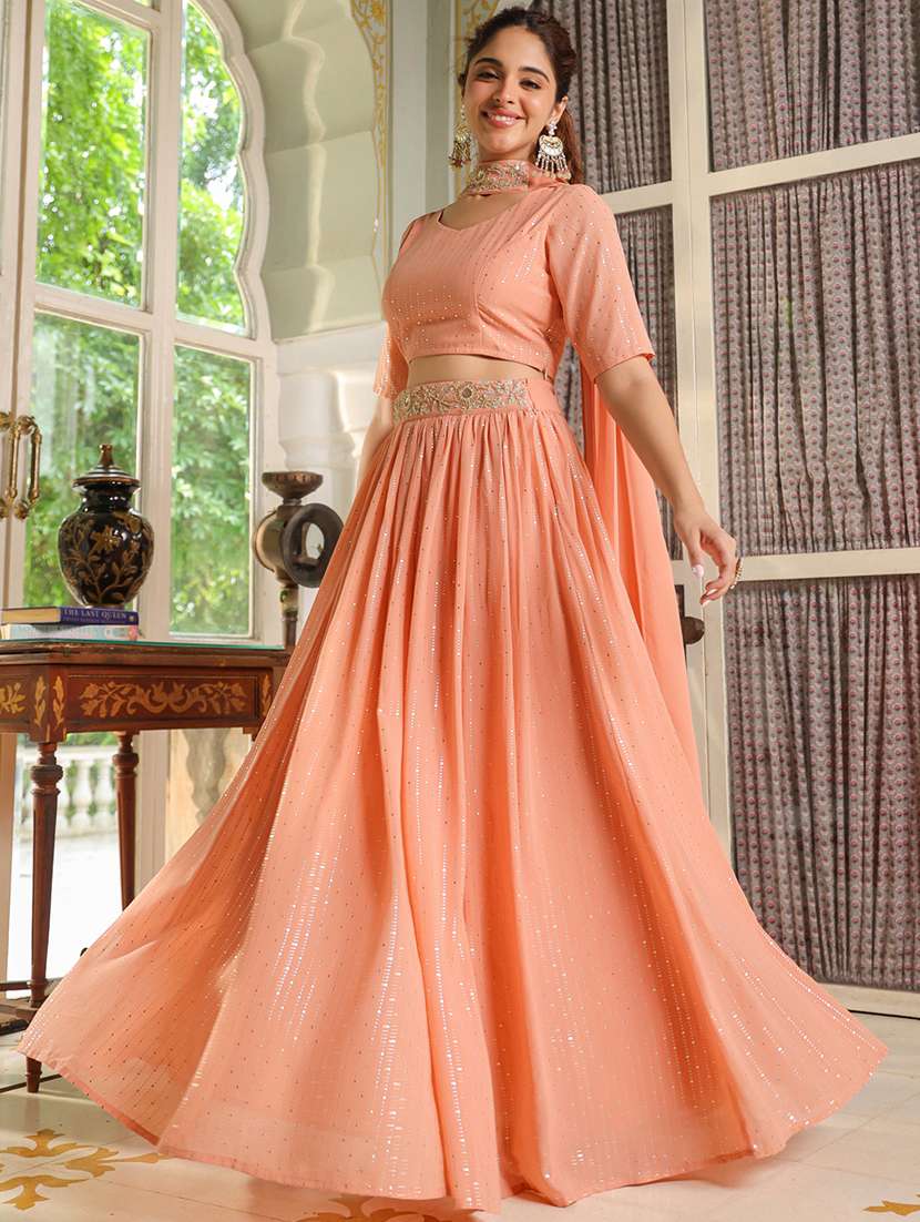 women orange flared lehenga - 21514024 -  Standard Image - 3