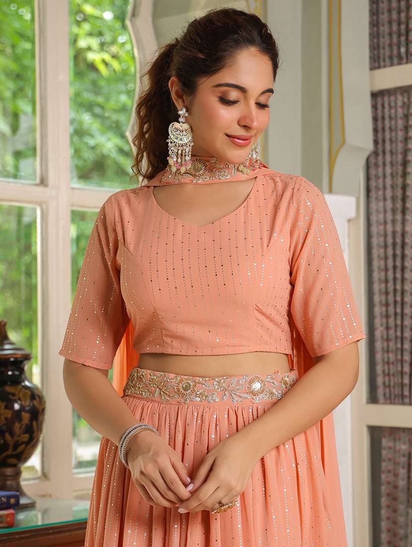 women orange flared lehenga - 21514024 -  Standard Image - 5