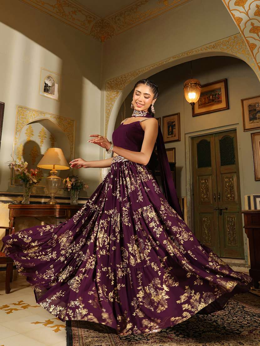 women purple flared lehenga - 21514025 -  Standard Image - 3