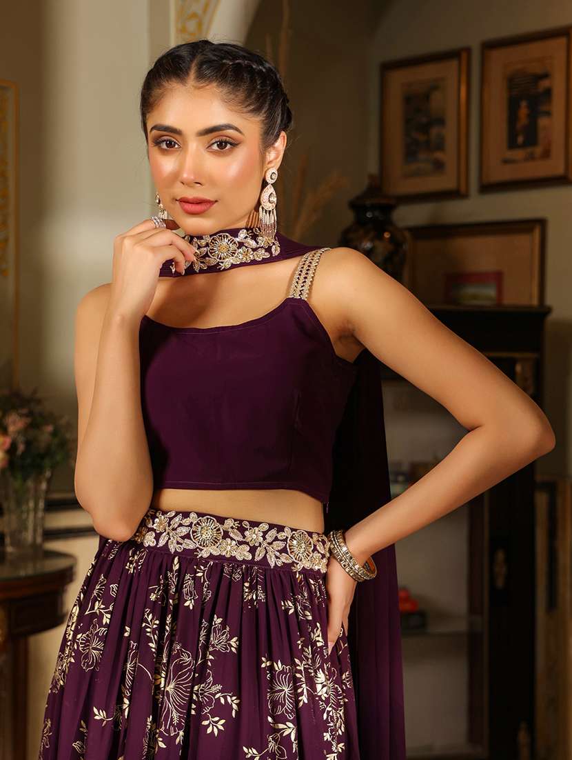 women purple flared lehenga - 21514025 -  Standard Image - 5