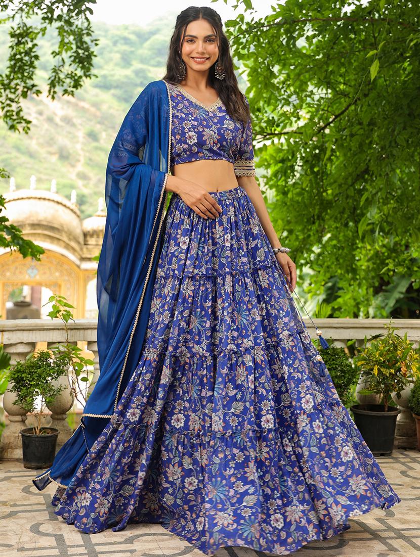 women blue flared lehenga - 21514027 - Zoom Image - 0