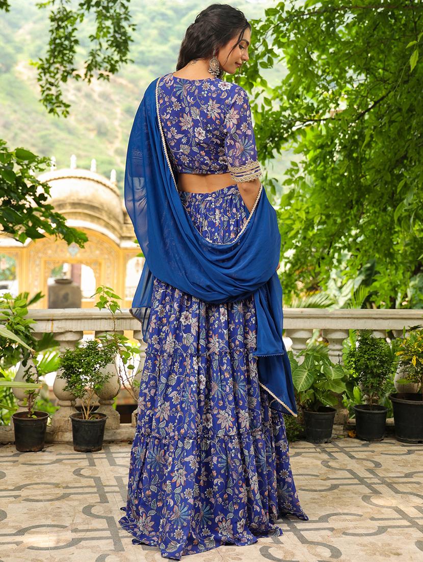women blue flared lehenga - 21514027 - Standard Image - 3