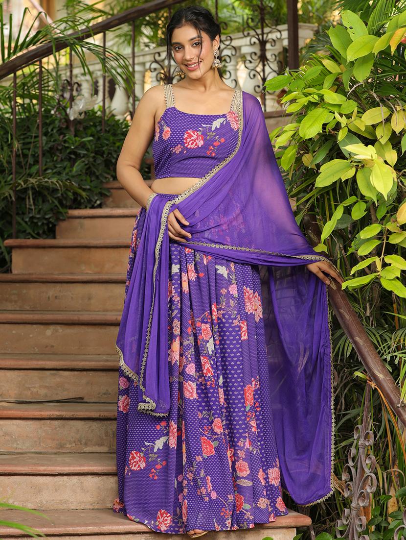 women purple flared lehenga - 21514030 - Standard Image - 3