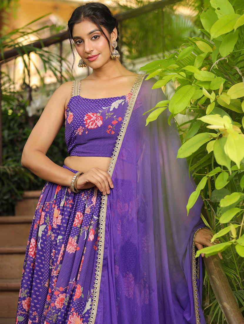 women purple flared lehenga - 21514030 - Standard Image - 5