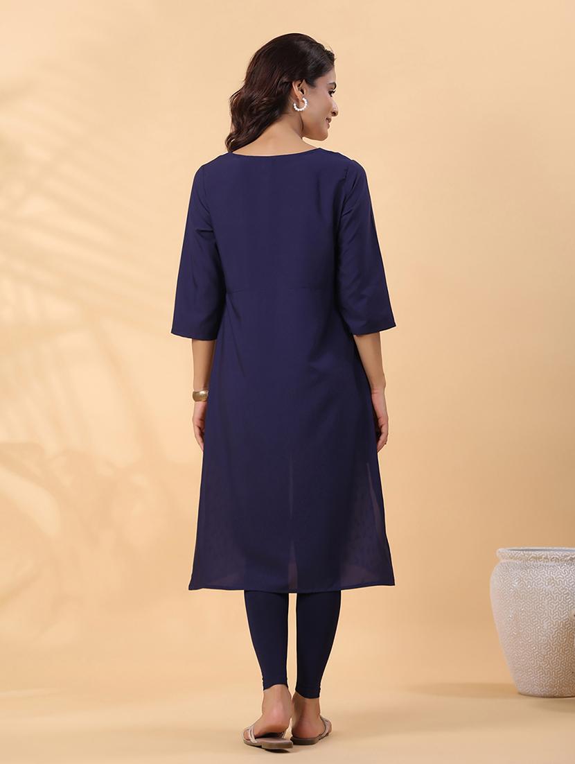 women white crepe straight kurta - 21514063 - Standard Image - 3