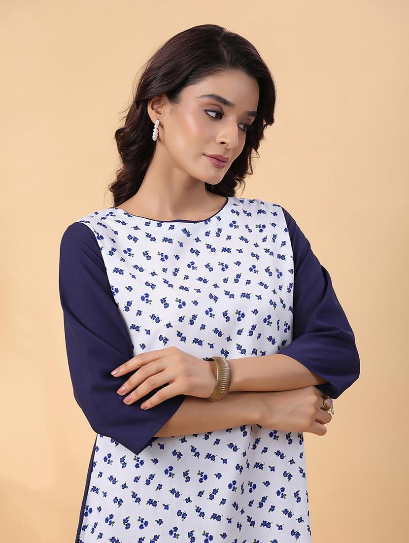 women white crepe straight kurta - 21514063 - Standard Image - 5