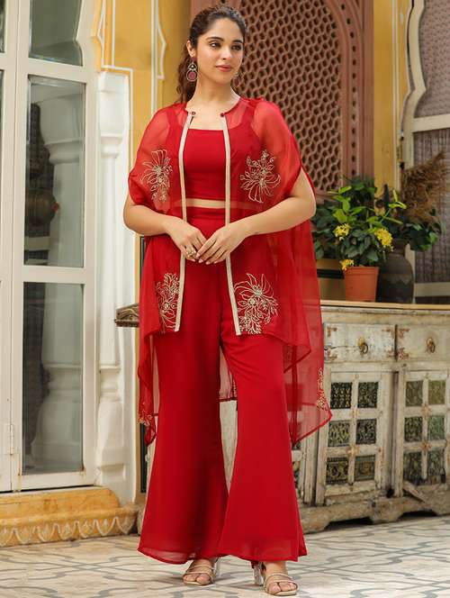 women maroon fusion set - 21514104 -  Standard Image - 0