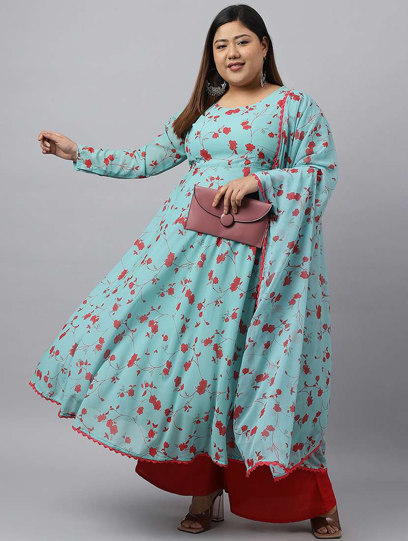 women printed long sleeves plus size suit set - 21514123 - Zoom Image - 0